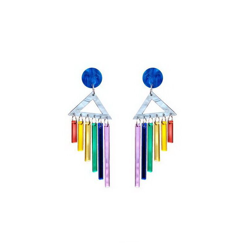 Wholesale Rainbow Tassel Acrylic Earrings