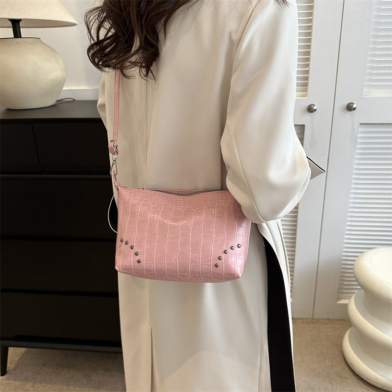 Wholesale Simple Square Bag Crocodile Texture PU Shoulder Bag Crossbody Bag