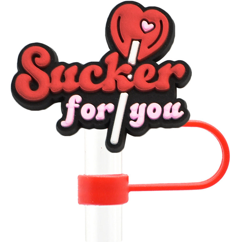 Wholesale Random 100pcs PVC Valentine's Day Rainbow Love Straw Stoppers