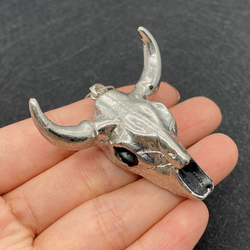 Wholesale 45×46mm Acrylic White Gold Bull Head Shape Melon Seed Buckle Pendant