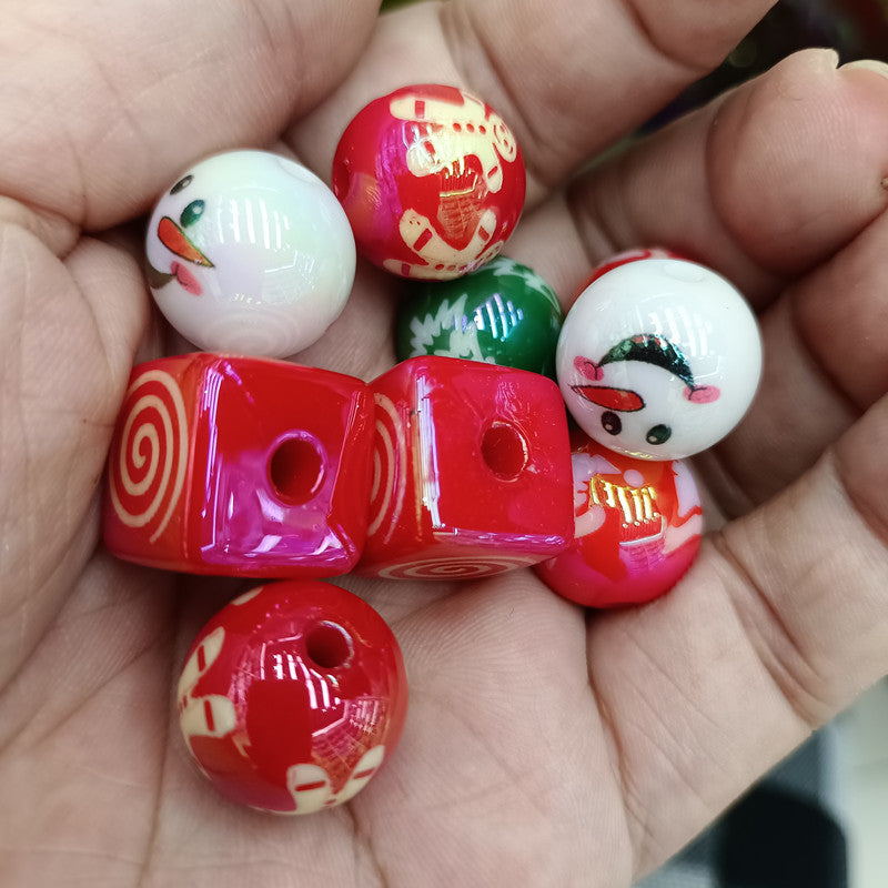 Wholesale 200pcs 16mm UV Plated Colorful Christmas Square Beads