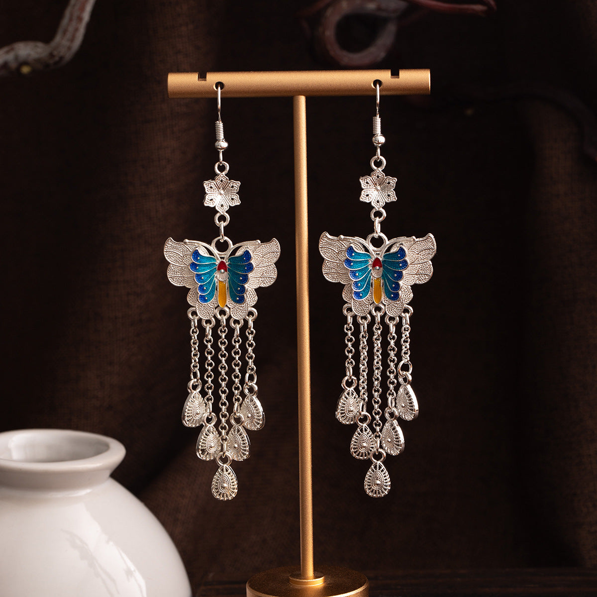 Wholesale Long tassel ethnic minority earrings