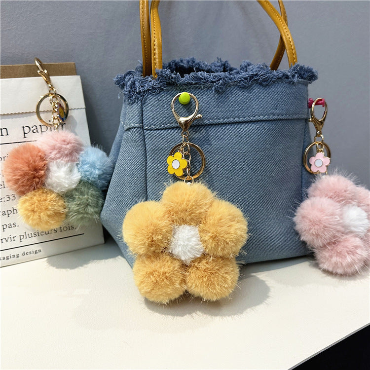 Wholesale Sakura Fur Ball Car Keychain