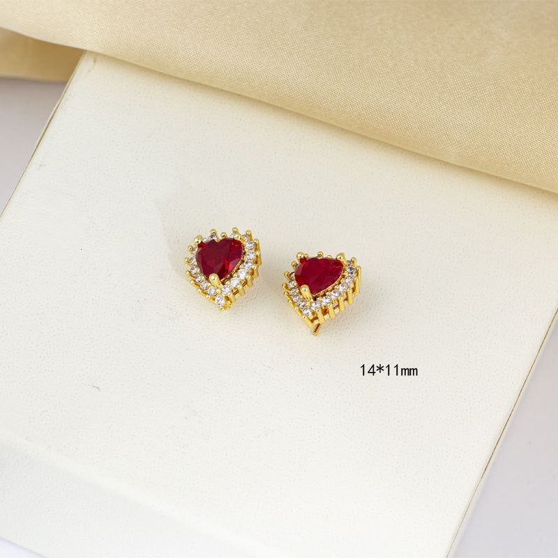 Wholesale Valentine' s Day Red heart set with diamonds Titanium Steel Necklace