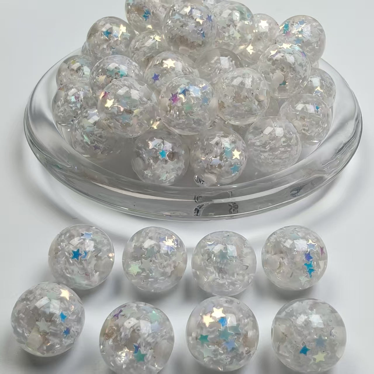 Wholesale  20pcs 16mm Sequin Heart-Shaped Glitter  Resin Beads DIY Acrylic Beads