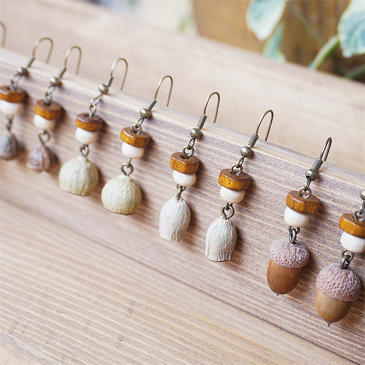 Wholesale Dried Fruit Trees Wooden Earrings