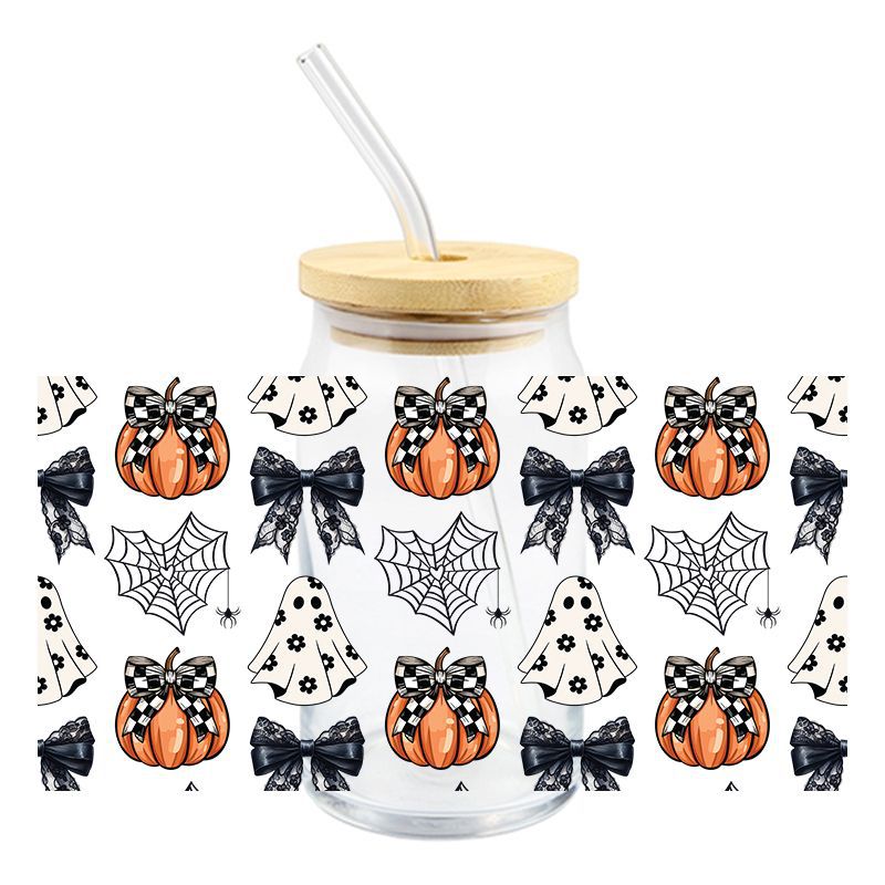 Wholesale 5pcs Pumpkin Cute Ghost Halloween 16oz Cup UV DTF Wraps