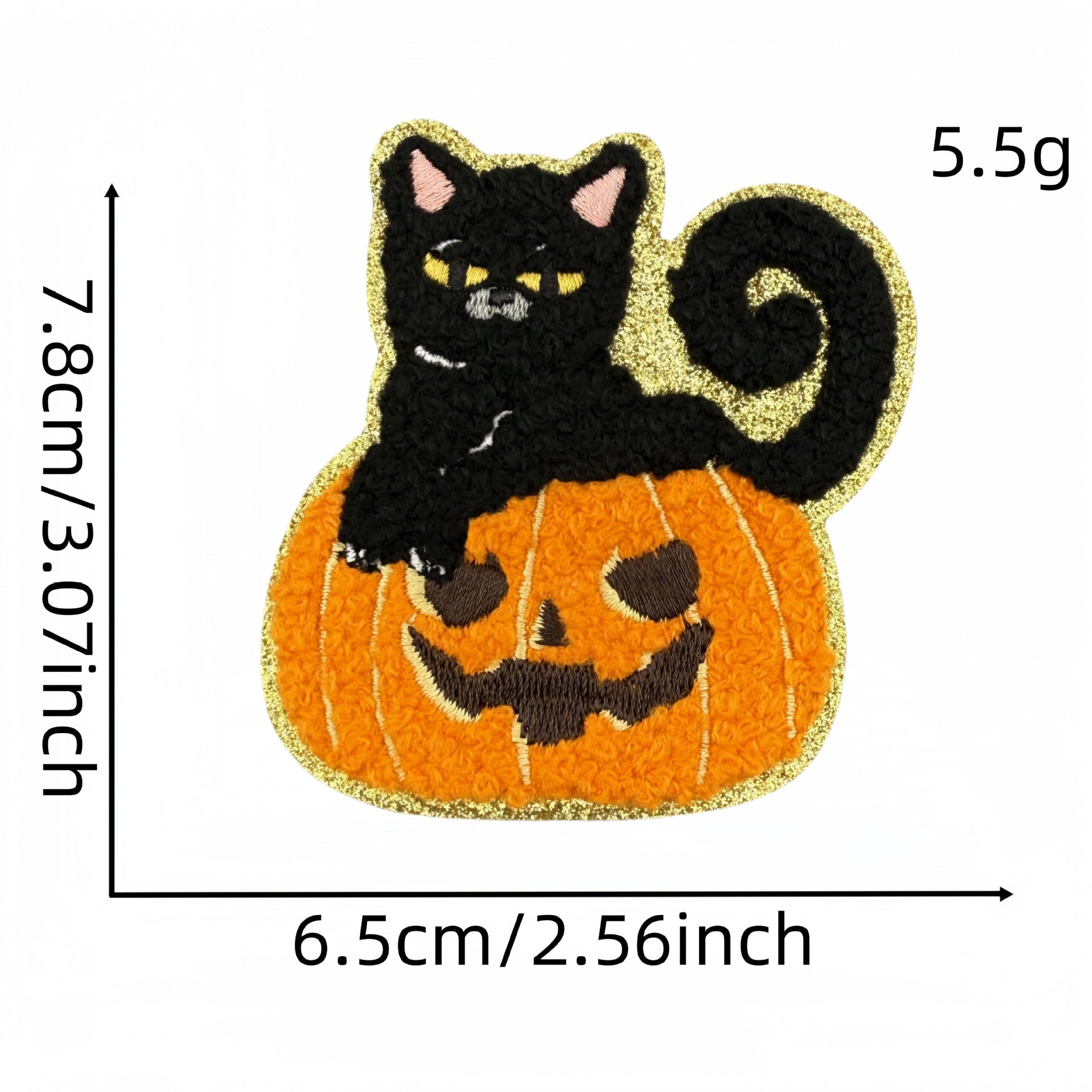 Wholesale  Gold-edged Pumpkin Embroidered Ghost Patch