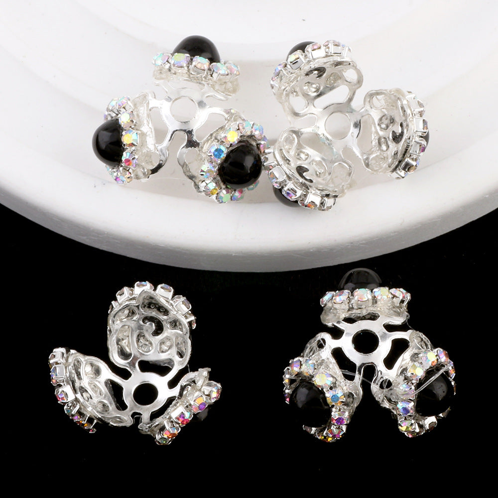 Wholesale 10pcs/pack Heavy rhinestone five-pointed star perforated torus DIY alloy accessories