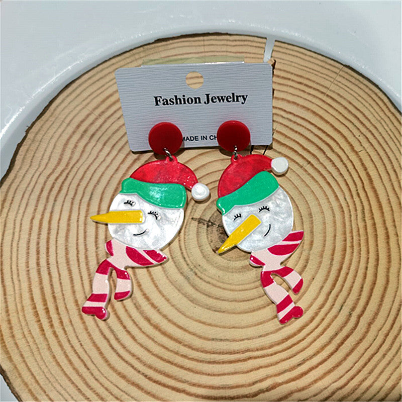 Wholesale Christmas Snowman House Cup Acrylic Earrings
