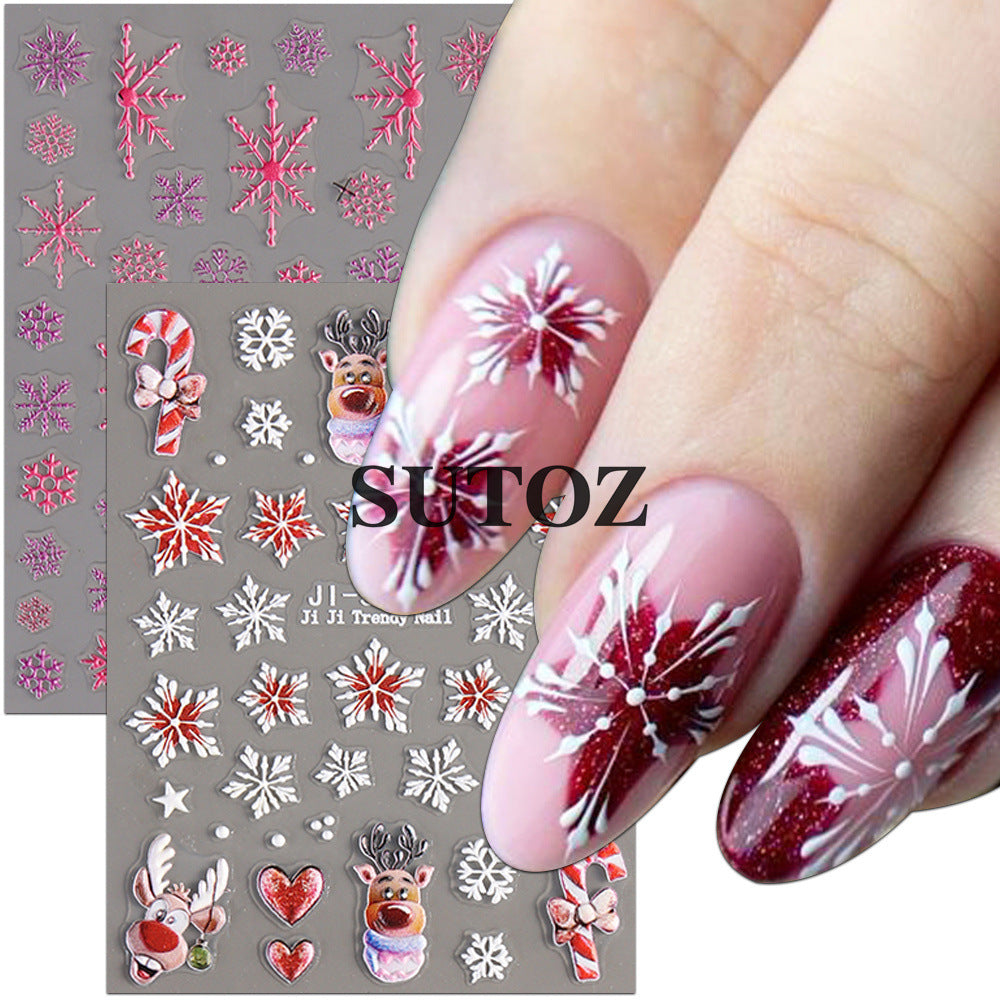 Wholesale Christmas 5D embossed nail art stickers