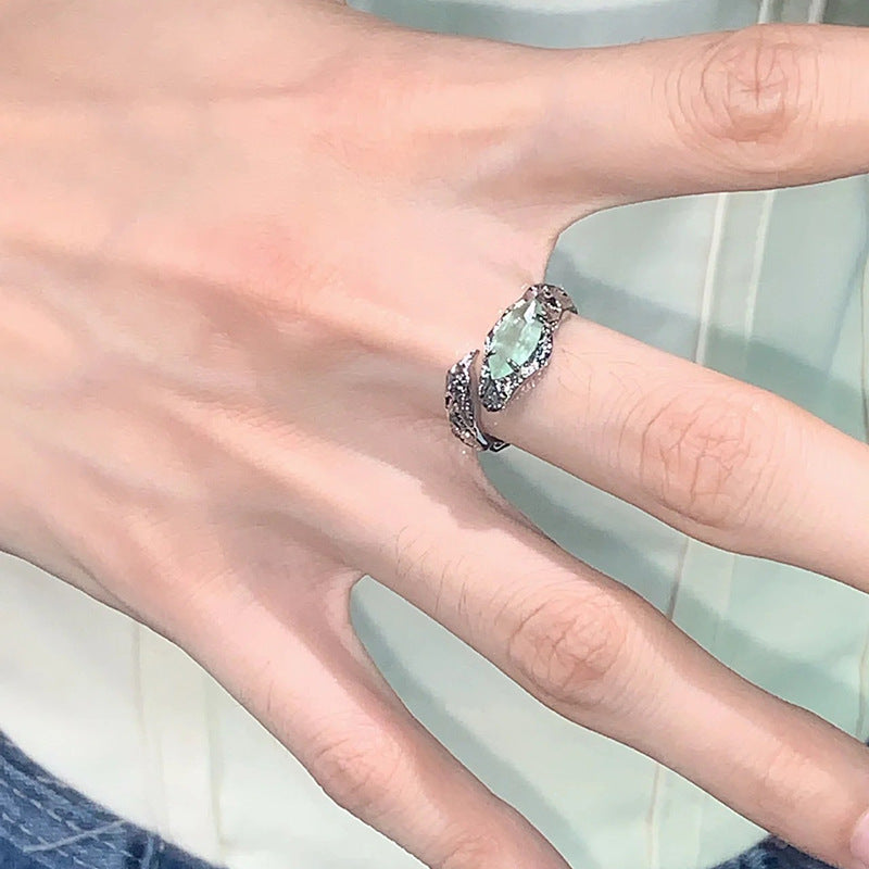 Wholesale Niche design high sense ins cold style French irregular High sense zircon open ring couple ring