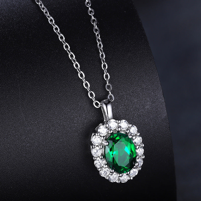 Wholesale Rhinestone and Emerald Pendant Necklace