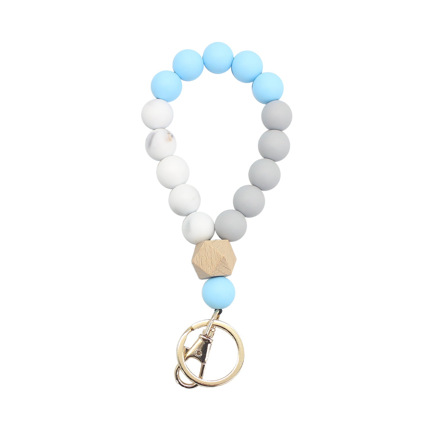 Wholesale Silicone Color Beaded Bracelet Keychain