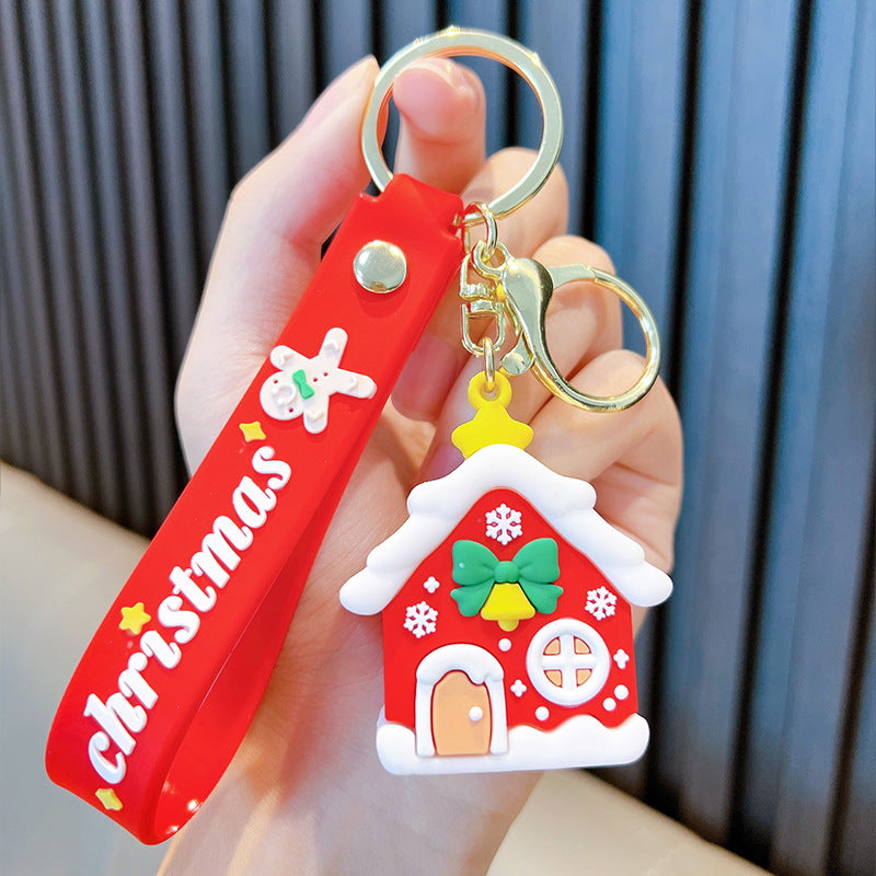 Wholesale Pvc Soft Glue Cute Christmas Snowman KeyChain