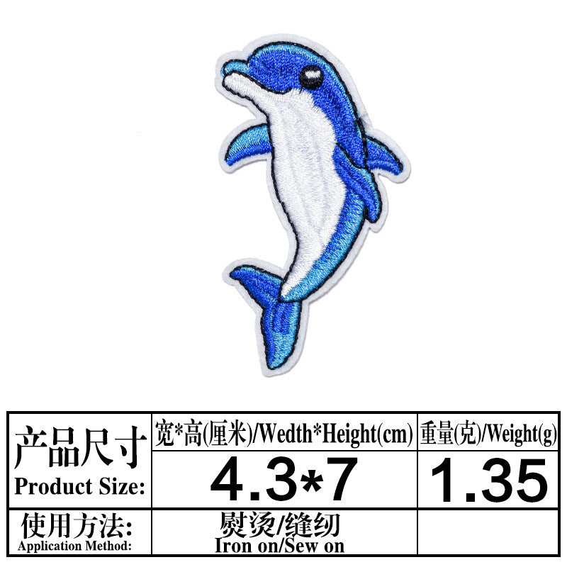 Wholesale Cartoon Ocean Animal Embroidered Patches DIY Sewing Craft Clothing Decoration Chic Fashion Accessory Boutique Resale