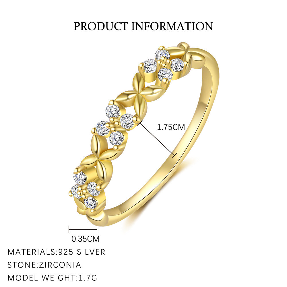 Wholesale s925 Sterling Silver Colored Diamond Star Moon Ring