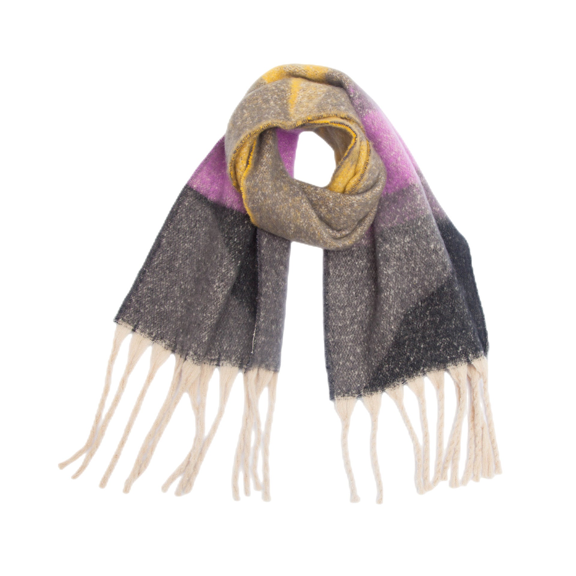 Wholesale Autumn and Winter Thickened Warm Imitation Mohair Geometric Fringed Scarf
