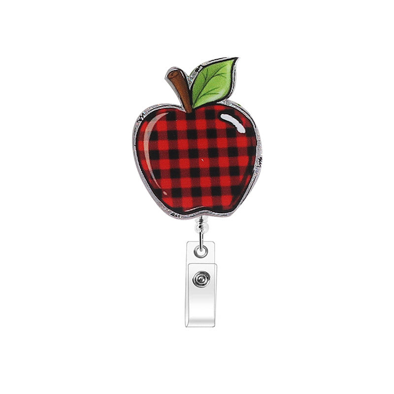 Wholesale Apple Acrylic Easy Pull ID Retractable Keychain