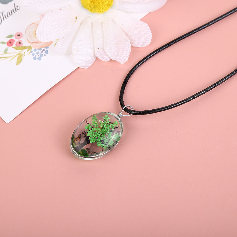 Wholesale Gypsophila Dry Flower Necklace Life Tree Plant Necklace