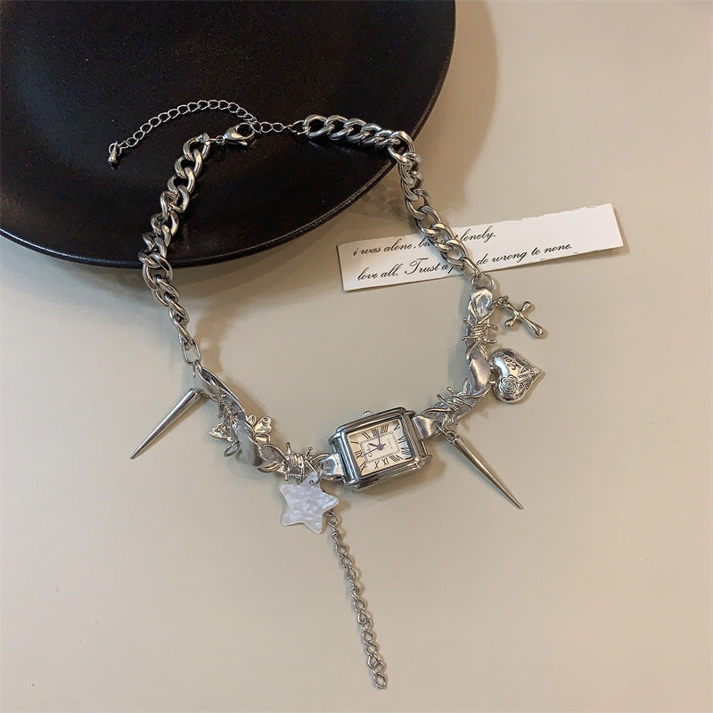 Wholesale Niche Retro Punk Watch Alloy Necklace