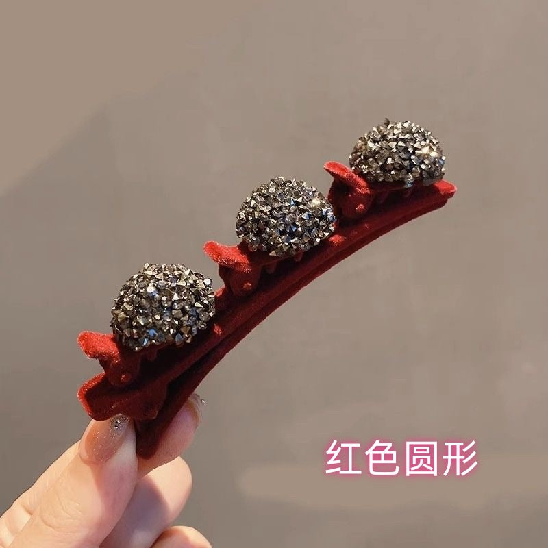 Wholesale Flocked Heart Hairpin New Year Bangs Hairpin Full Diamond Hairpin