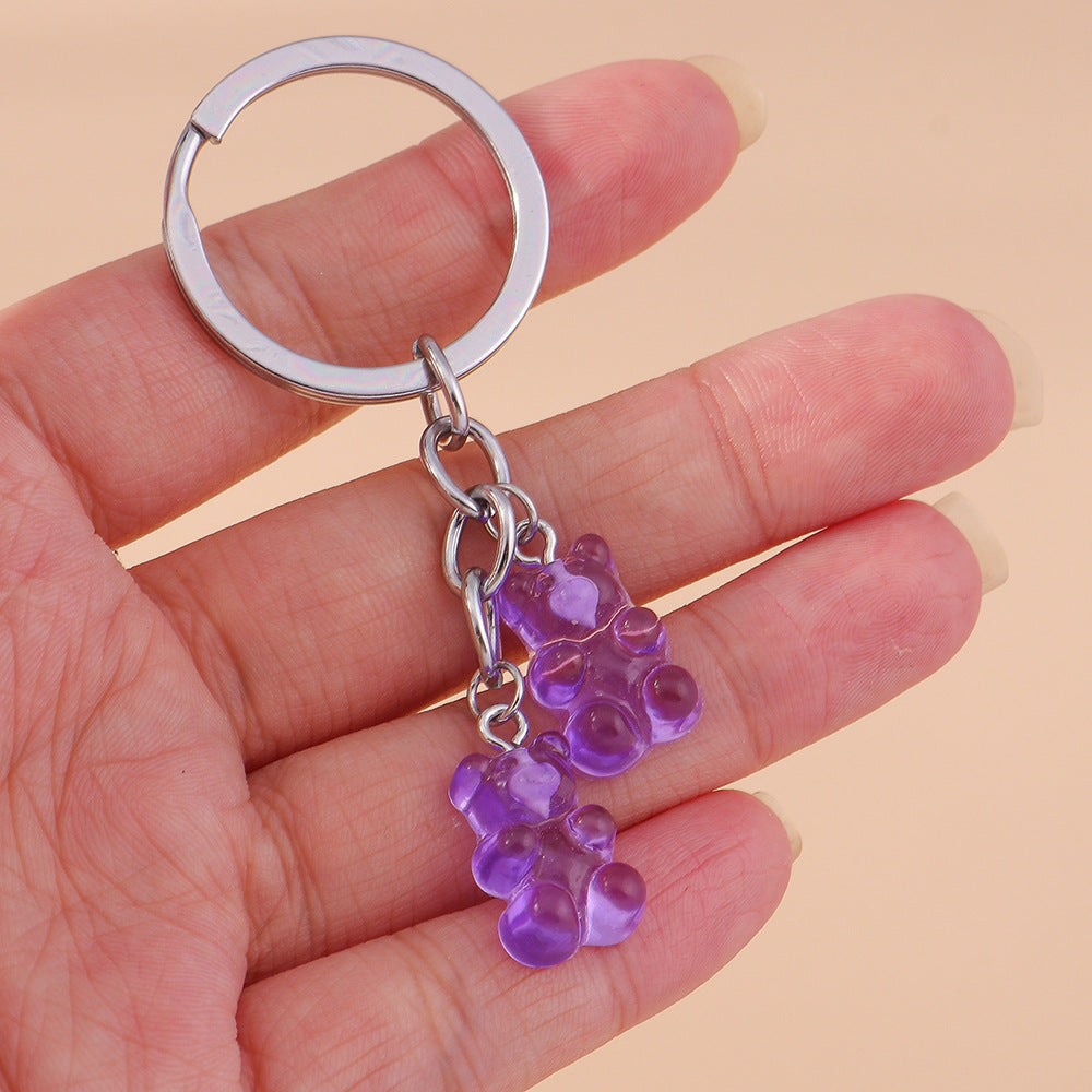 Wholesale Candy Bear Cloud Little Yellow Duck Metal Keychain