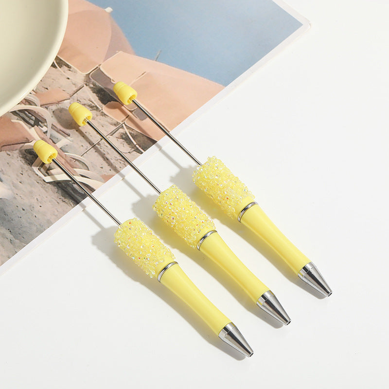 Wholesale 10pcs Beadable Pens Heavy Duty Full Diamond DIY Hand-twisted Ballpoint Pen