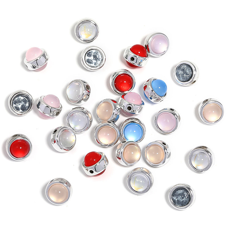 Wholesale 100pcs 12mm Colorful Double-sided Resin Cat's Eye Beads