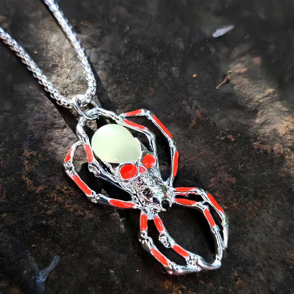 Wholesale Spider Skull Halloween Night Light Necklace