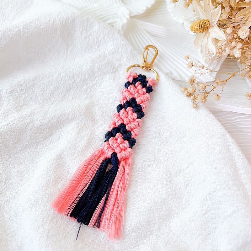 Wholesale Colorful Woven Cotton Rope Keychains