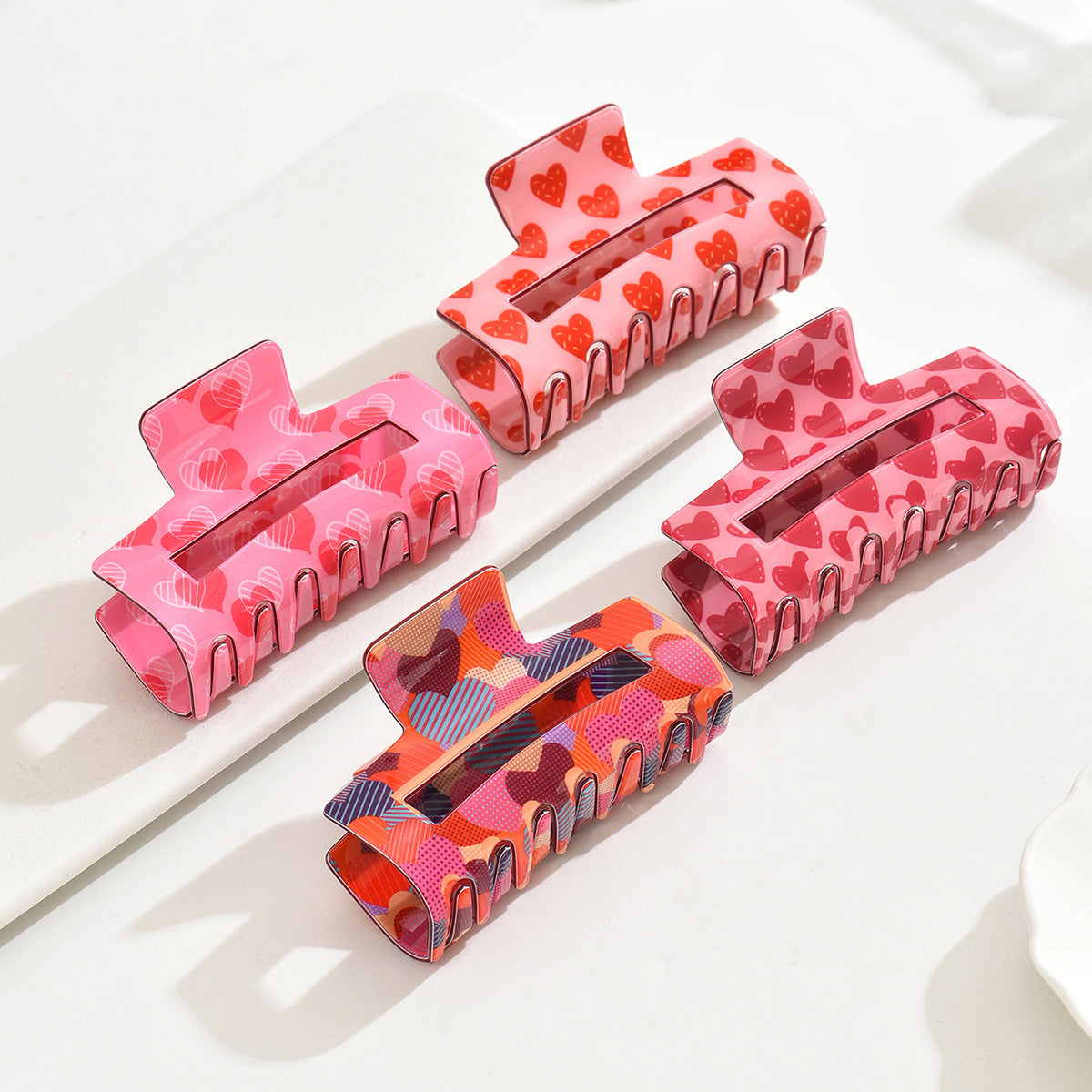 Wholesale New Pink Series Valentine's Day Hairpin Sense Love Printing Shark Clip Sweet Hair Accessories