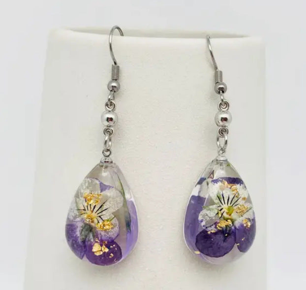 Wholesale 6pcs Resin Dandelion Dried Flower Earrings