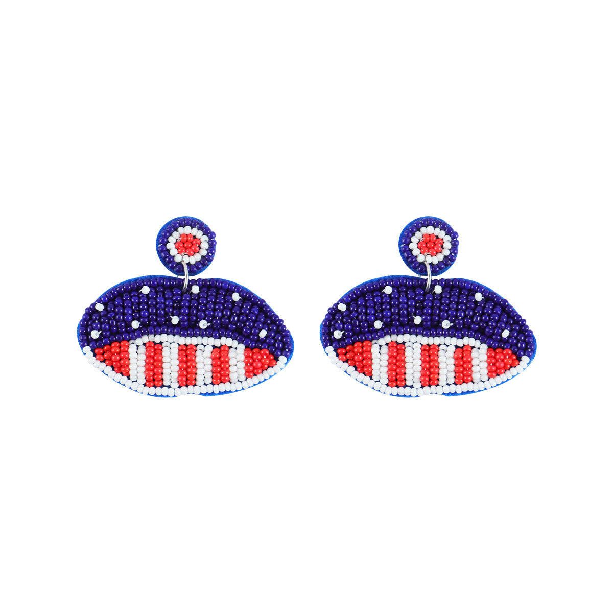 Wholesale Founding Day Independence Day Color-block Women's Hand-woven Bead Letters Love Lips Earrings