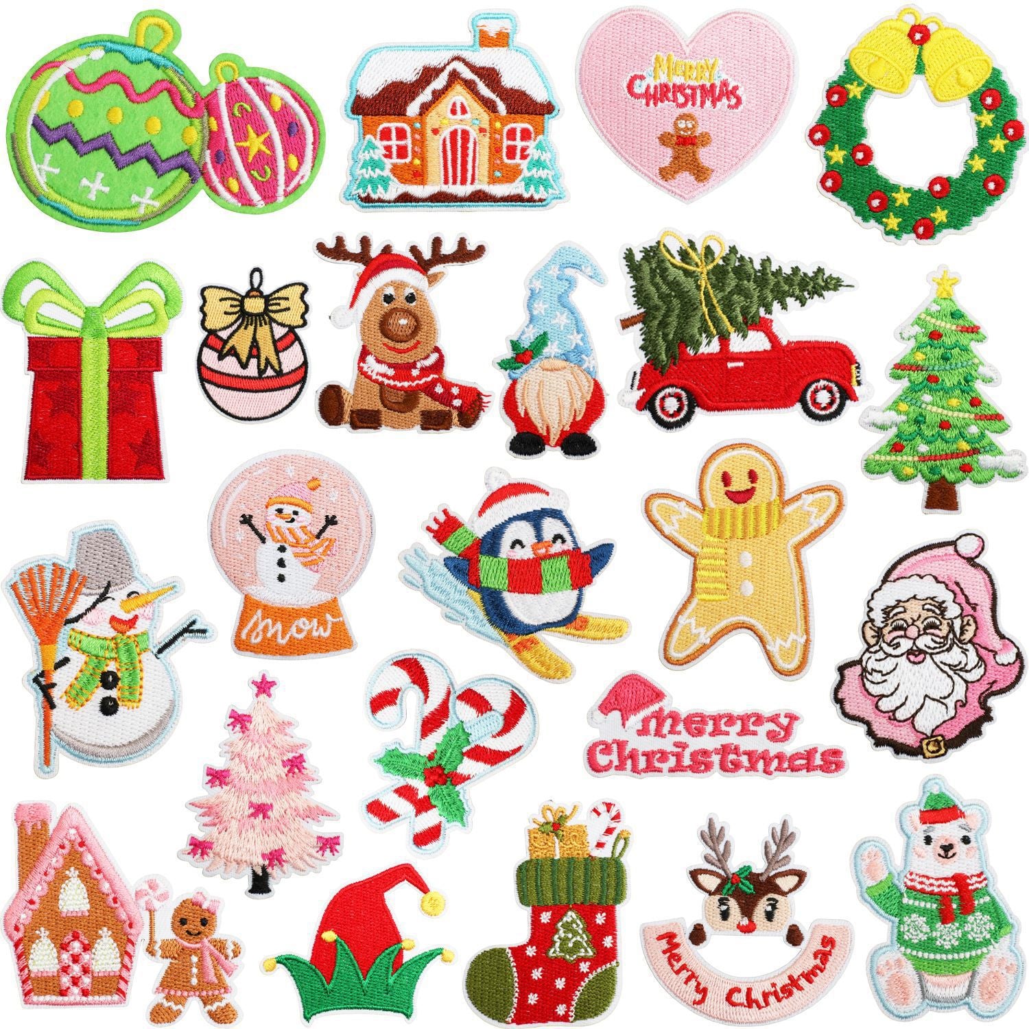 Wholesale Christmas Embroidered Patch Set Polyester Iron On Appliques Santa Snowman Polar Bear For Stylish Clothing DIY