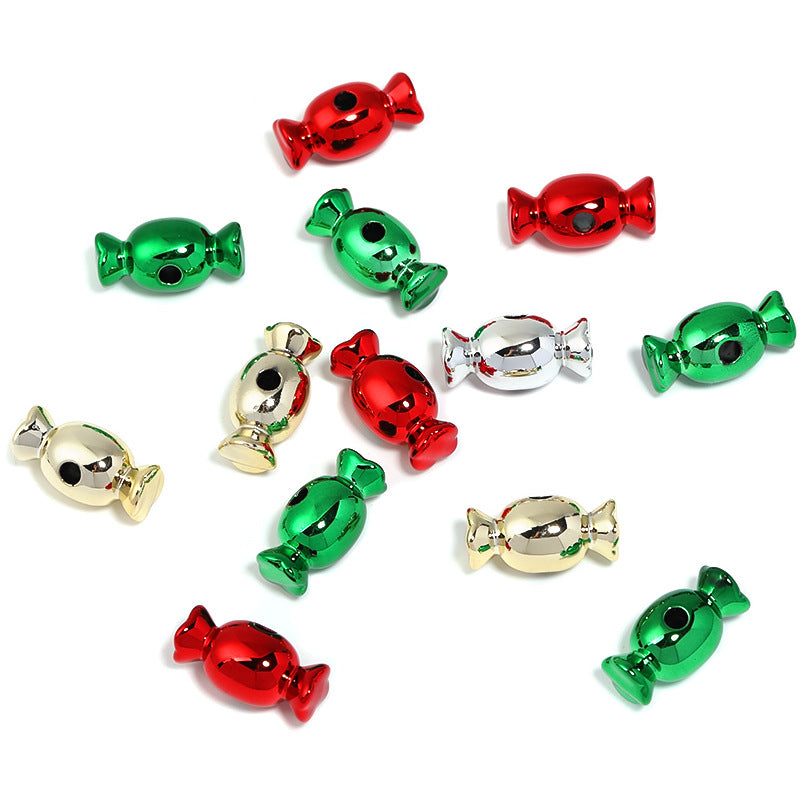 Wholesale 100pcs acrylic christmas color candy straight hole beads