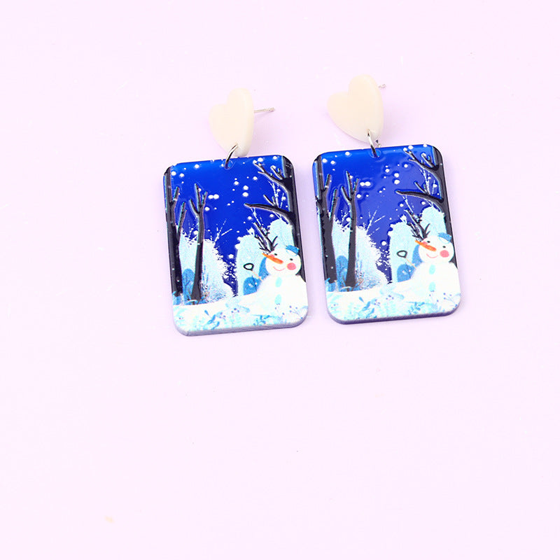Wholesale Christmas Tree Santa Claus Snowman Acrylic Earrings
