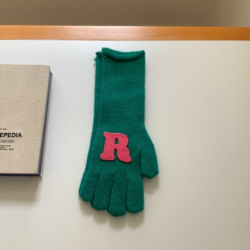 Wholesale Long Winter Letters with Missing Fingers Touch Screen Wool Knitted Warm Gloves