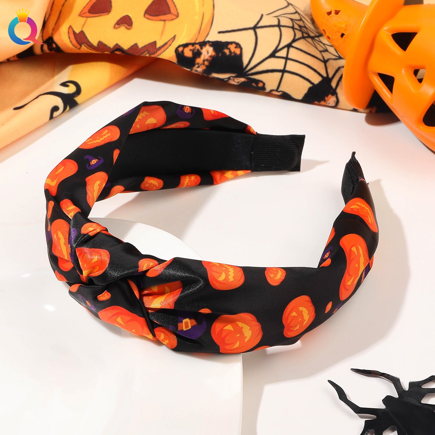 Wholesale Halloween Pumpkin Knotted High Skull Headband