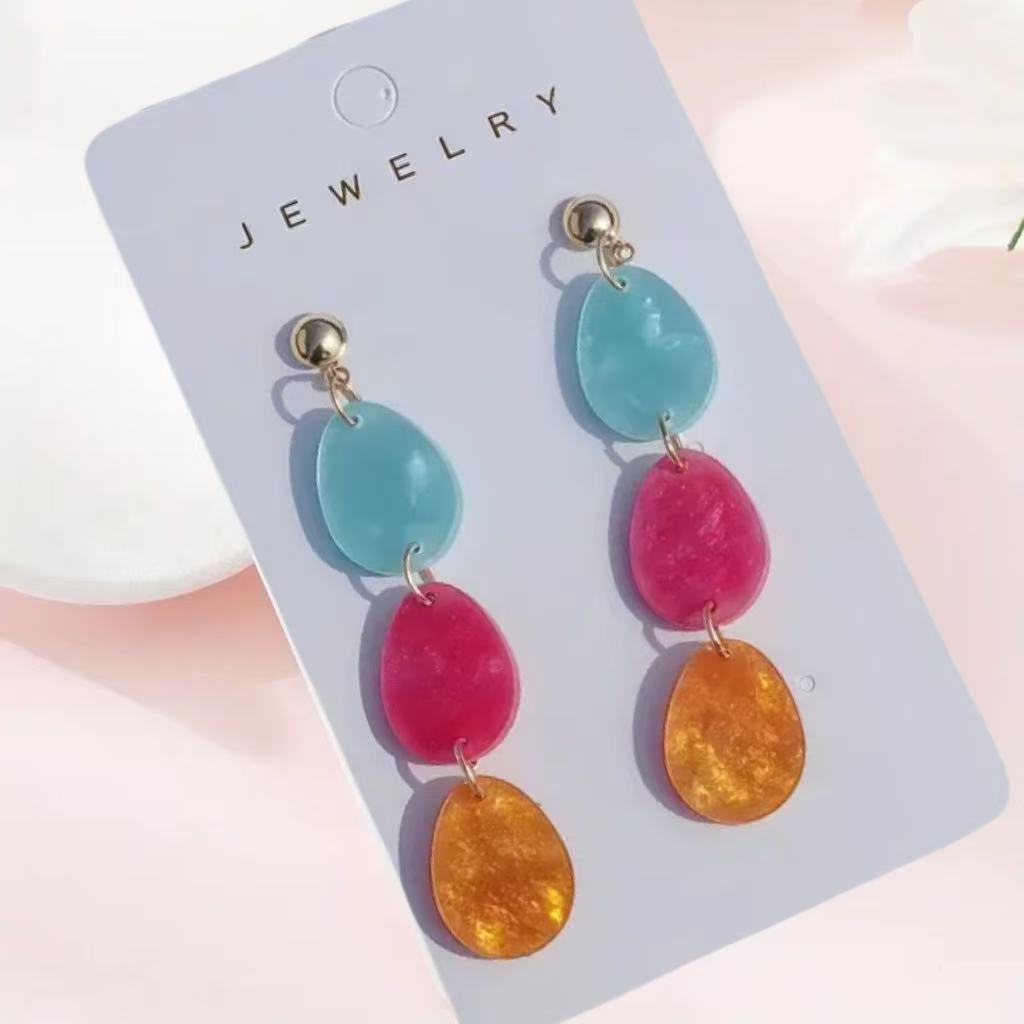 Wholesale  Easter Egg Three-Piece Easter Earrings Acrylic Multi-Color