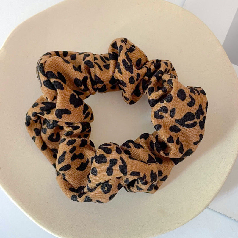 Wholesale Cow Leopard Vintage Fabric Hair Scrunchies