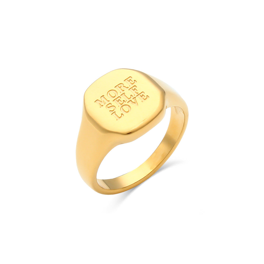 Wholesale Titanium steel gold English letter ring