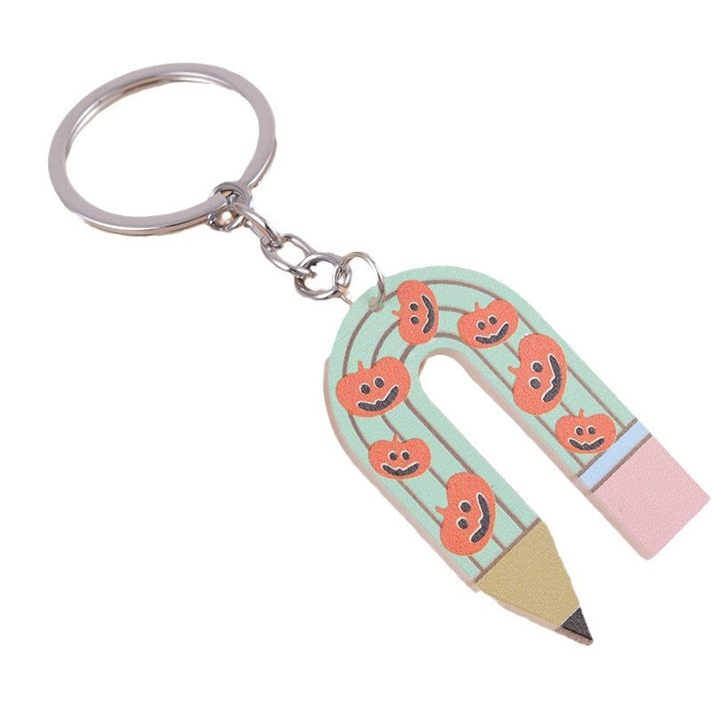 Wholesale Halloween Ghost U-shaped Pencil Acrylic Keychain