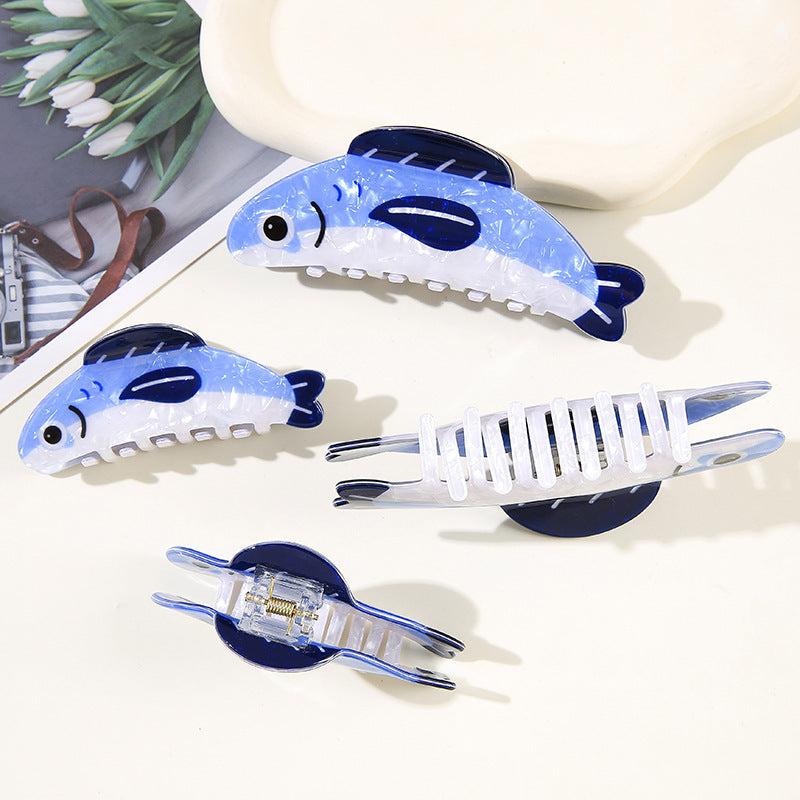 Wholesale Trendy Sardine Hair Claw Clip For Women PVC Painted Back Of Head Hair Accessory Boutique Resale Gift