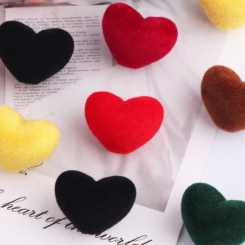 Wholesale 20pcs/pack DIY flocked acrylic heart beaded beads