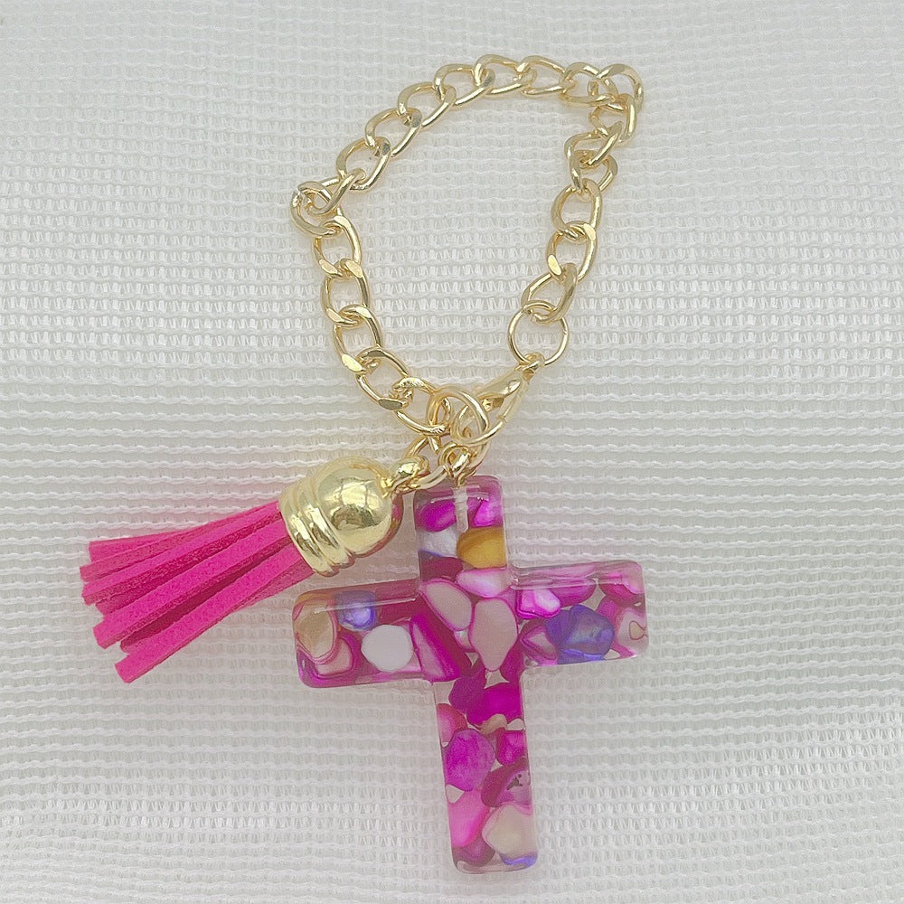 Wholesale Plastic Resin Seven Color Cross DIY Cup Chain Accessories