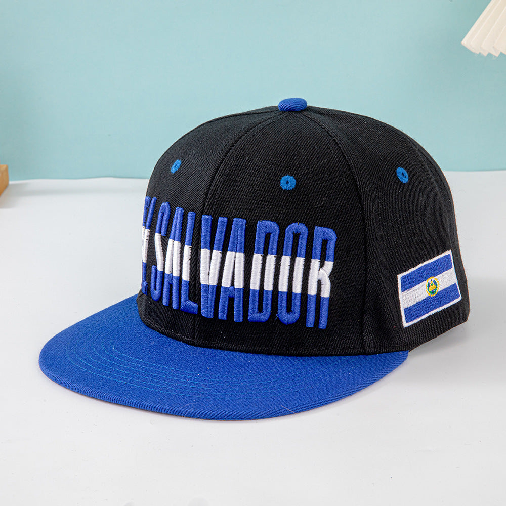 Wholesale Multi country flag hat color blocked flat brimmed baseball cap