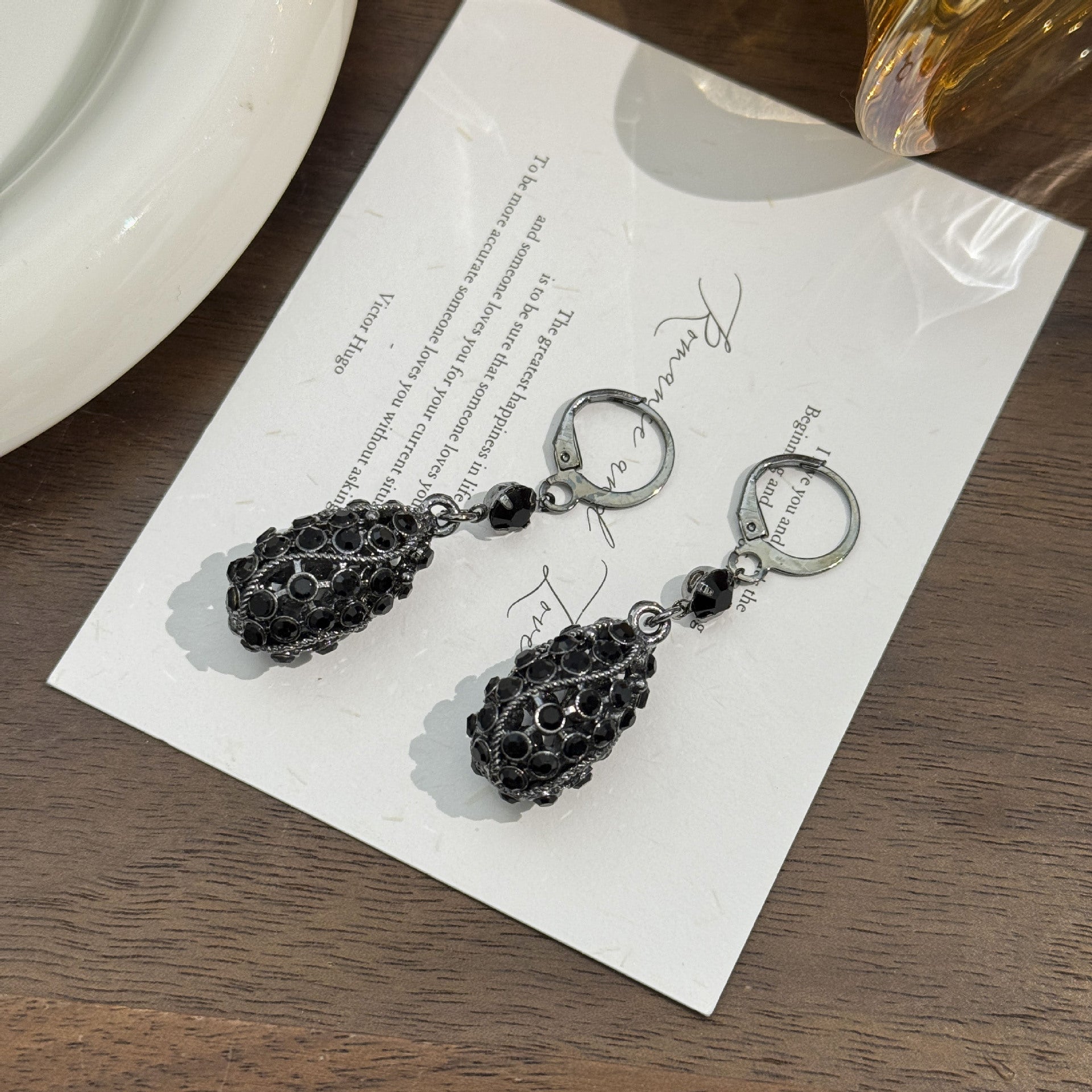 Wholesale Stylish Drop Earrings For Women Gold Tone Alloy Rhinestone Geometric Design Party Wear Fashion Accessory