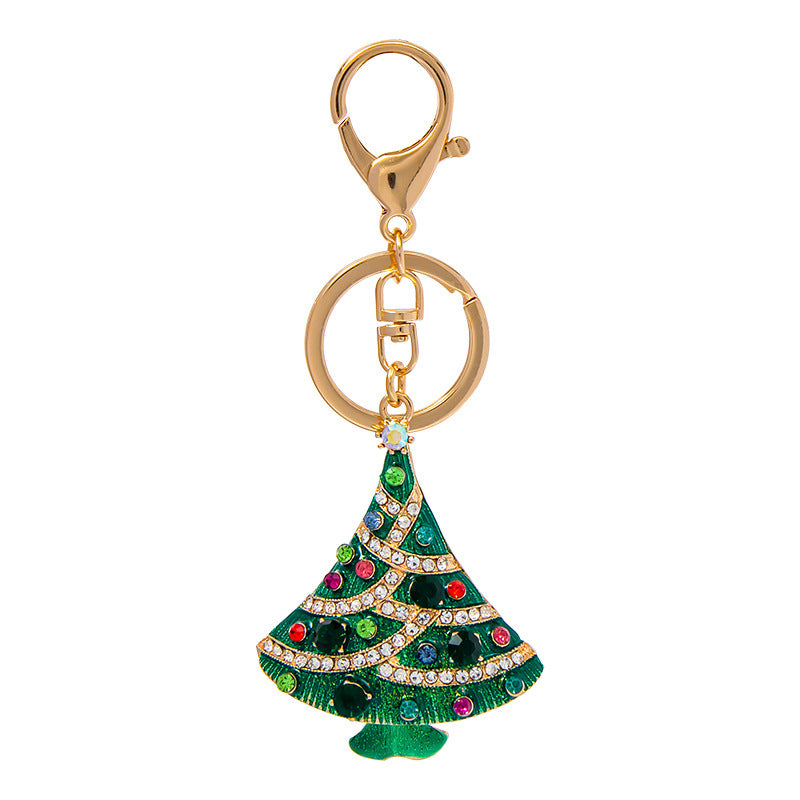 Wholesale Diamond Drip Oil Christmas Tree Zinc Alloy Keychain