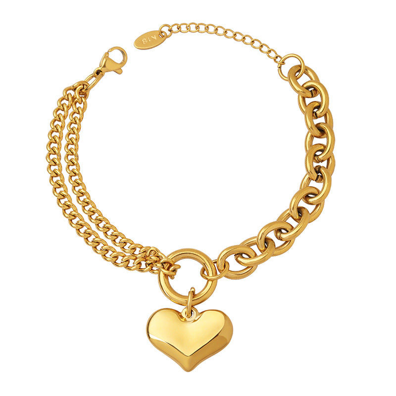 Wholesale Wholesale titanium steel 18K gold plated Cuban chain splicing chain love bracelet